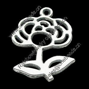 Pendant, Zinc Alloy Jewelry Findings, Lead-free, Flower 16x24mm, Sold by Bag