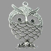 Pendant, Zinc Alloy Jewelry Findings, Lead-free, Owl 32x50mm, Sold by Bag