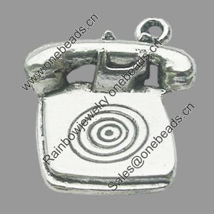 Pendant, Zinc Alloy Jewelry Findings, Lead-free, Phone 18x24mm, Sold by Bag