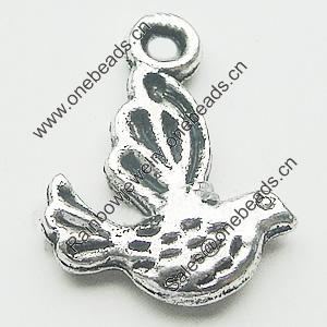 Pendant, Zinc Alloy Jewelry Findings, Lead-free, Bird 25x25mm, Sold by Bag