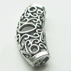 Hollow Bali Tube Zinc Alloy Jewelry Findings, Leaf-free, 13x32mm, Sold by Bag