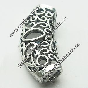 Hollow Bali Tube Zinc Alloy Jewelry Findings, Leaf-free, 13x32mm, Sold by Bag