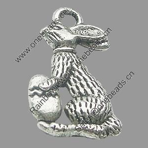 Pendant, Zinc Alloy Jewelry Findings, Lead-free, Rabbit 9x17mm, Sold by Bag