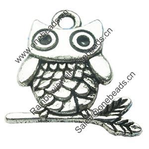 Pendant, Zinc Alloy Jewelry Findings, Lead-free, Owl 23x25mm, Sold by Bag
