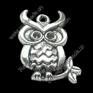Pendant, Zinc Alloy Jewelry Findings, Lead-free, Owl 16x23mm, Sold by Bag