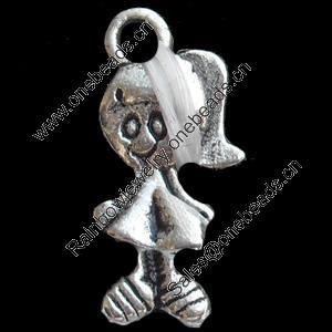 Pendant, Zinc Alloy Jewelry Findings, Lead-free, 7x15mm, Sold by Bag