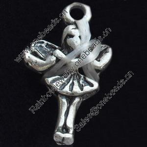 Pendant, Zinc Alloy Jewelry Findings, Lead-free, 10x18mm, Sold by Bag