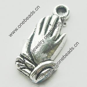 Pendant, Zinc Alloy Jewelry Findings, Lead-free, Hand 9x19mm, Sold by Bag