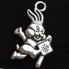 Pendant, Zinc Alloy Jewelry Findings, Lead-free, Rabbit, 13x20mm, Sold by Bag