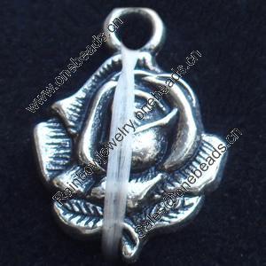 Pendant, Zinc Alloy Jewelry Findings, Lead-free, Flower, 13x18mm, Sold by Bag