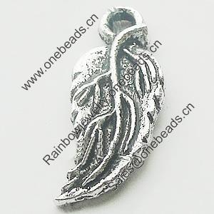 Pendant, Zinc Alloy Jewelry Findings, Lead-free, Leaf 8x19mm, Sold by Bag