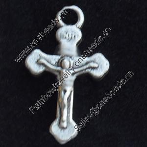 Pendant, Zinc Alloy Jewelry Findings, Lead-free, Cross, 11x19mm, Sold by Bag