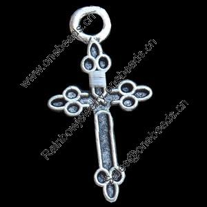 Pendant, Zinc Alloy Jewelry Findings, Lead-free, Cross, 10x19mm, Sold by Bag