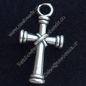 Pendant, Zinc Alloy Jewelry Findings, Lead-free, Cross, 10x20mm, Sold by Bag