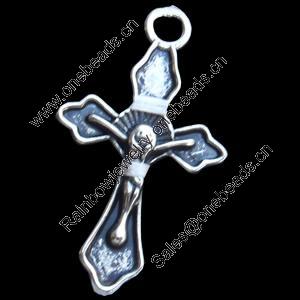 Pendant, Zinc Alloy Jewelry Findings, Lead-free, Cross, 18x29mm, Sold by Bag