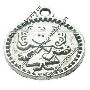 Pendant, Zinc Alloy Jewelry Findings, Lead-free, 17x20mm, Sold by Bag