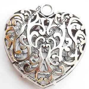 Hollow Bali Pendant Zinc Alloy Jewelry Findings, Lead-free, 49x50mm, Sold by Bag