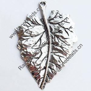 Pendant, Zinc Alloy Jewelry Findings, Lead-free, Leaf, 48x70mm, Sold by Bag