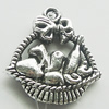 Pendant, Zinc Alloy Jewelry Findings, Lead-free, 18x20mm, Sold by Bag