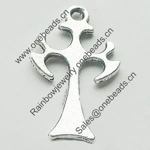 Pendant, Zinc Alloy Jewelry Findings, Lead-free, Cross 13x21mm, Sold by Bag