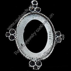 Zinc Alloy Pendant Settings, Lead-free, Outside diameter:31x39mm Inside diameter:20x25mm, Sold by Bag