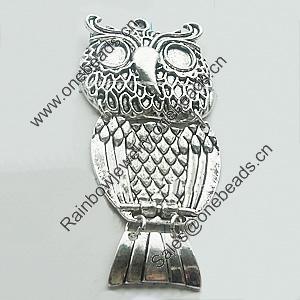 Pendant, Zinc Alloy Jewelry Findings, Lead-free, Owl 84x39mm, Sold by Bag