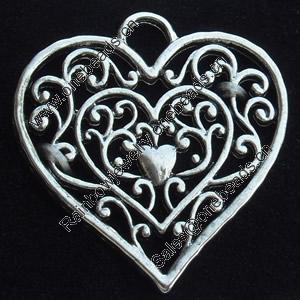 Pendant, Zinc Alloy Jewelry Findings, Lead-free, Heart, 28x30mm, Sold by Bag