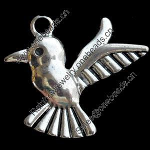 Pendant, Zinc Alloy Jewelry Findings, Lead-free, Bird, 26x24mm, Sold by Bag