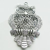 Pendant, Zinc Alloy Jewelry Findings, Lead-free, Owl 44x68mm, Sold by Bag