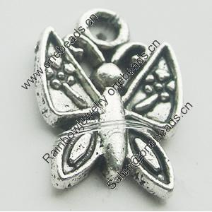 Pendant, Zinc Alloy Jewelry Findings, Lead-free, Butterfly 11x16mm, Sold by Bag