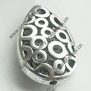 Hollow Bali Beads Zinc Alloy Jewelry Findings, Leaf-free, 20x14mm, Sold by Bag