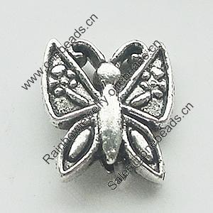 Beads, Zinc Alloy Jewelry Findings, Lead-free, Butterfly 9x11mm, Sold by Bag