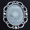 Zinc Alloy Pendant Settings, Lead-free, Outside diameter:46x56mm Inside diameter:31x40mm, Sold by Bag