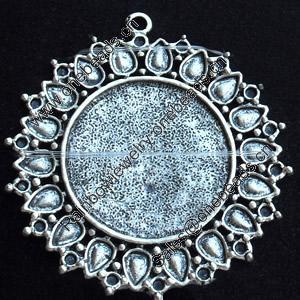 Zinc Alloy Pendant Settings, Lead-free, Outside diameter:42x45mm Inside diameter:24mm, Sold by Bag