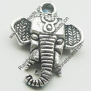 Pendant, Zinc Alloy Jewelry Findings, Lead-free, Elephant 16x21mm, Sold by Bag