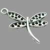 Pendant, Zinc Alloy Jewelry Findings, Lead-free, Dragonfly 26x20mm, Sold by Bag