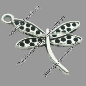 Pendant, Zinc Alloy Jewelry Findings, Lead-free, Dragonfly 26x20mm, Sold by Bag