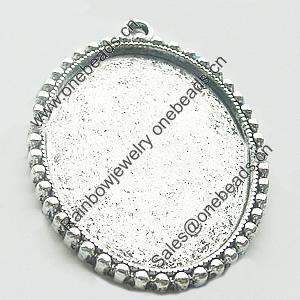 Zinc Alloy Pendant Settings, Lead-free, Outside diameter:36x52mm, Interior diameter:32x41mm, Sold by Bag