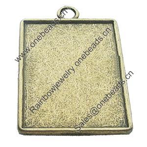 Zinc Alloy Pendant Settings, Lead-free, Outside diameter:30x44mm, Interior diameter:27x36.5mm, Sold by Bag