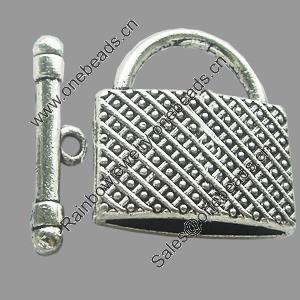 Clasps Zinc Alloy Jewelry Findings Lead-free, Loop:21x23mm Bar:3x23mm, Sold by KG