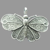 Pendant, Zinc Alloy Jewelry Findings, Lead-free, Butterfly 41x32mm, Sold by Bag