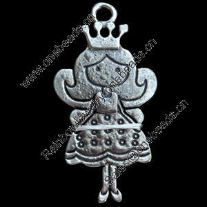 Pendant, Zinc Alloy Jewelry Findings, Lead-free, 24x47mm, Sold by Bag