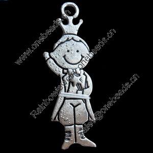 Pendant, Zinc Alloy Jewelry Findings, Lead-free, 16x48mm, Sold by Bag