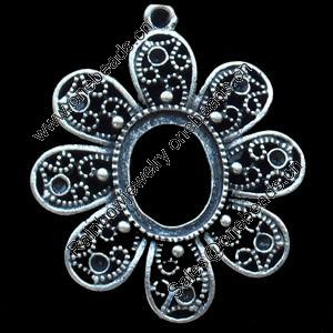 Zinc Alloy Pendant Settings, Lead-free, Outside diameter:27x32mm Inside diameter:10x12.5mm, Sold by Bag