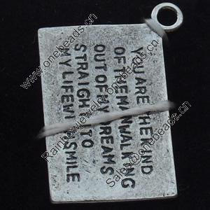 Pendant, Zinc Alloy Jewelry Findings, Lead-free, 16x27mm, Sold by Bag