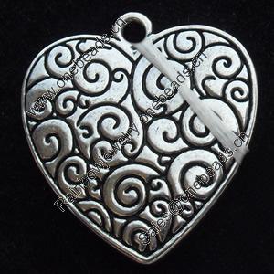 Pendant, Zinc Alloy Jewelry Findings, Lead-free, Heart, 23x24mm, Sold by Bag