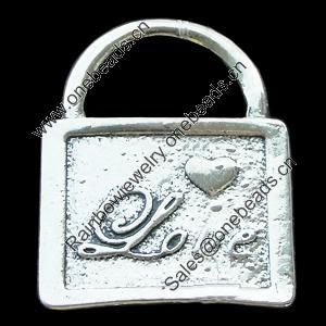 Pendant, Zinc Alloy Jewelry Findings, Lead-free, Lock 23x28mm, Sold by Bag