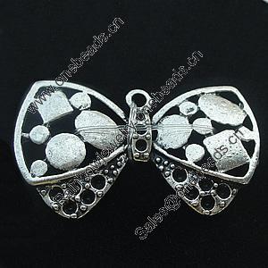 Pendant, Zinc Alloy Jewelry Findings, Lead-free, Bowknot 34x19mm, Sold by Bag