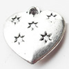 Pendant, Zinc Alloy Jewelry Findings, Lead-free, Heart, 18x18mm, Sold by Bag