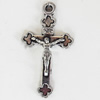 Pendant, Zinc Alloy Jewelry Findings, Lead-free, Cross, 15x28mm, Sold by Bag